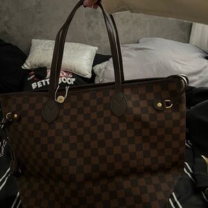 Brown Checkered Tote Bag